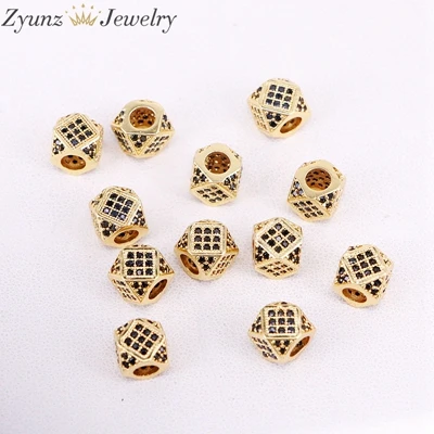 gold color 20 шт Черный чешские тонко выполненные многосторонний кубический Квадратные бусины, кубические бусины из циркония бусы цвета: черный/золото/серебро/розовое золото Цвет - Цвет: gold color