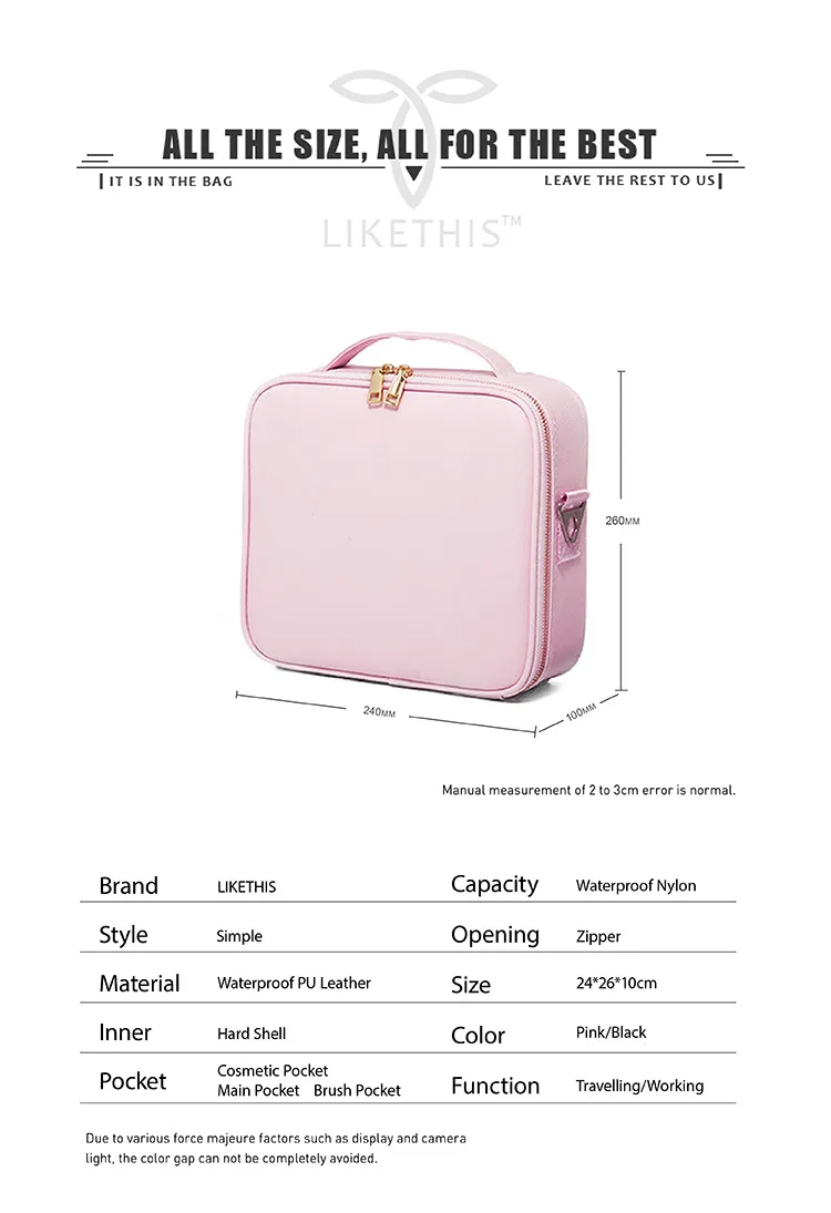 LIKETHIS новая косметичка Органайзер женский дорожный макияж Чехлы большой емкости Косметика чемоданы для макияжа 190717