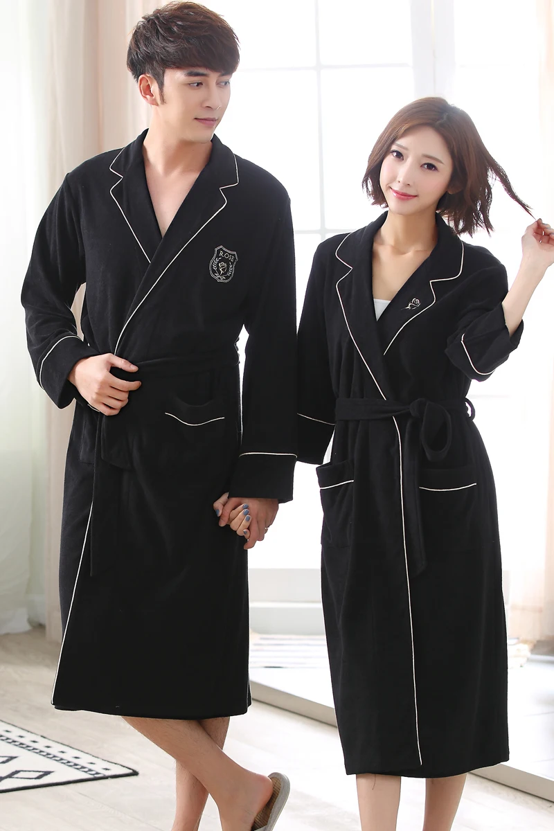 Пижамы весна и осень любителей халат человек 100% хлопок Летний Халат средней