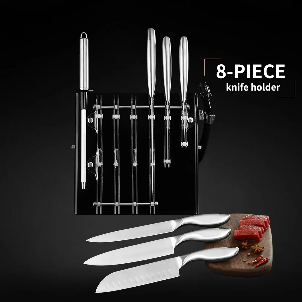 Цин черные держатели ножей для 8 шт. набор кухонных Заточка ножниц черная
