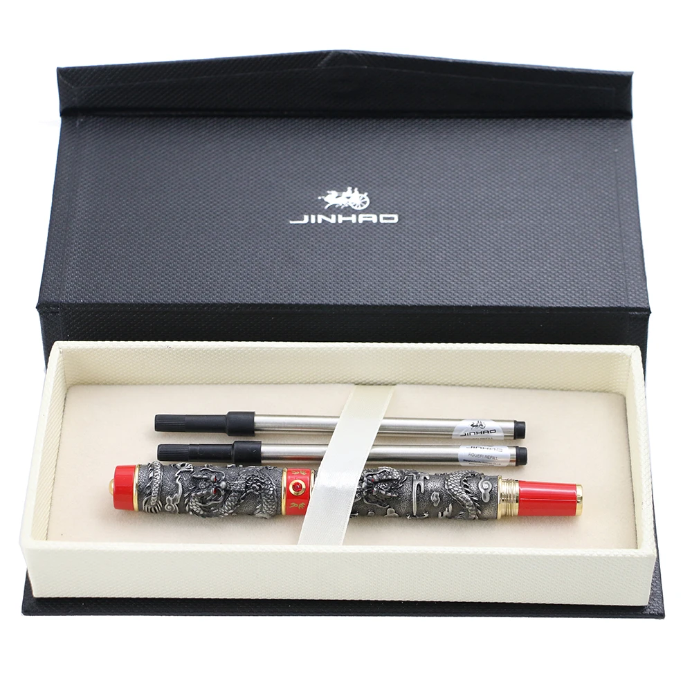 Высокое качество Jinhao Dragon шариковая ручка Роскошная металлическая шариковая ручка древнее серебро 0,7 мм перо канцелярские принадлежности для офиса и школы