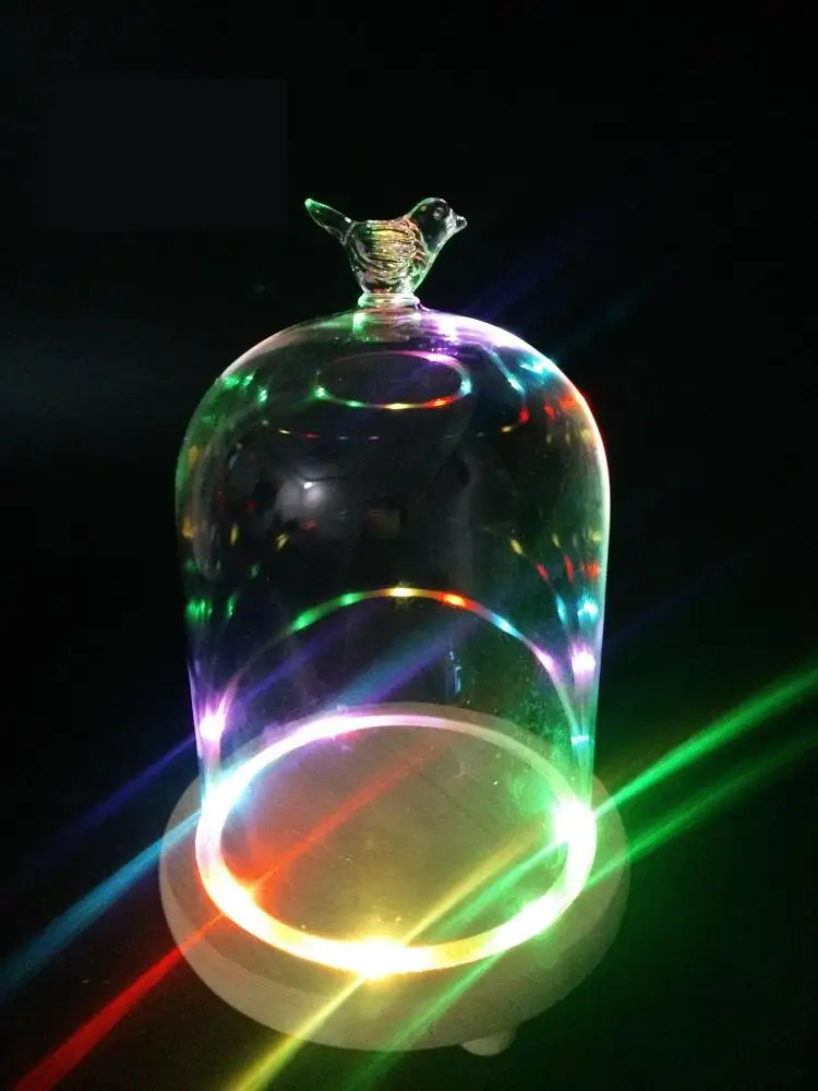 8 шт. цветной светодиодный цилиндрический стеклянный купол с деревянной