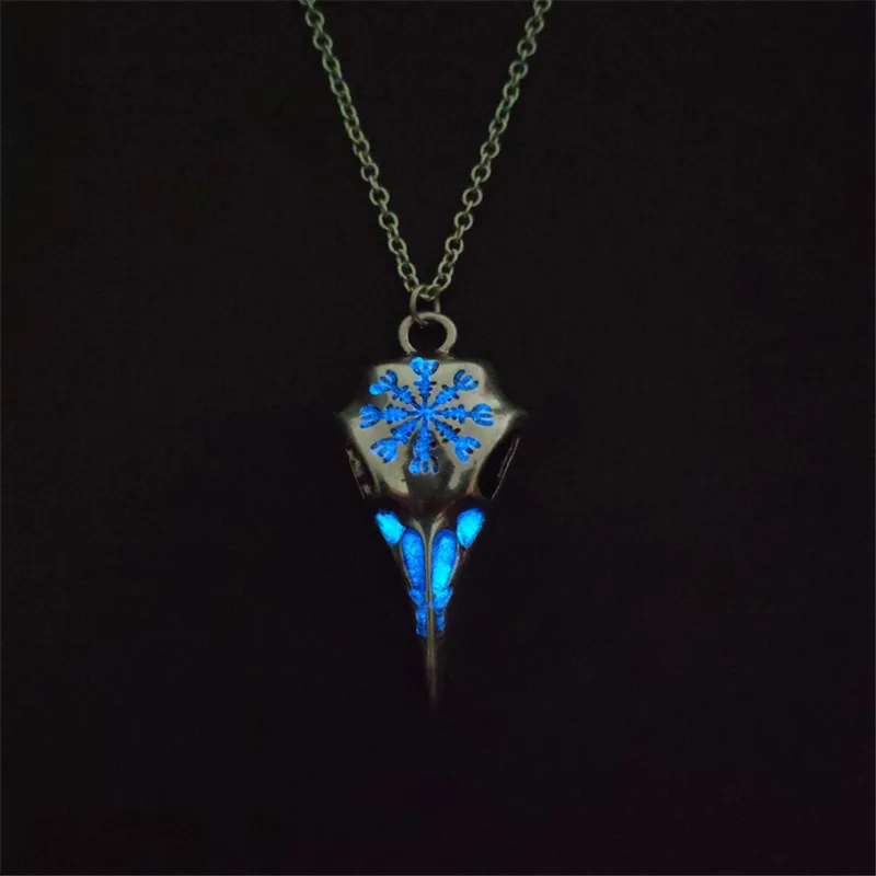 Ancient silver blue Горячая Распродажа Ретро Серебряный Осьминог светящийся медальон кулон ожерелье светящееся в темноте ожерелье винтажное украшение для женщин чокер - Окраска металла: Ancient silver blue