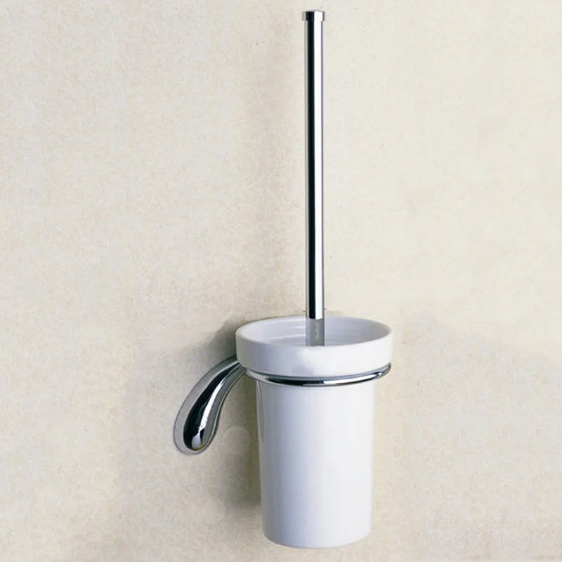 Toilet Brush Holder Хромированный набор оборудования для ванной комнаты, латунный дозатор мыла для душа, кольцо для полотенец, крючок для халатов, вешалка, настенный держатель для туалетной щетки и бумаги - Цвет: Toilet Brush Holder