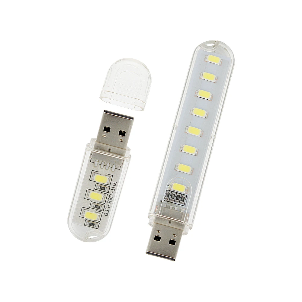 Новинка миниатюрный USB-светильник для чтения с 3 светодиодами и 8 ночной