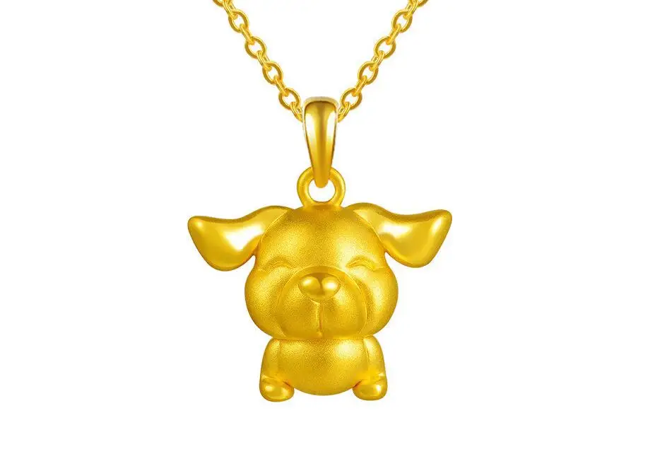 New 999 Pure 24K Yellow Gold Pendant 3D Zodiac Big Ears Dog 2.65g | Украшения и аксессуары