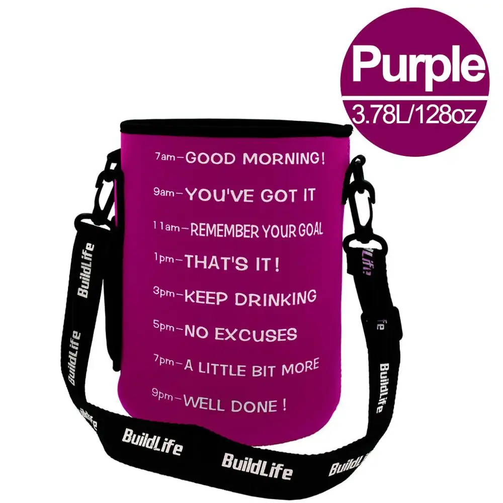 3.78L Hot Purple Сумка рукав крышка бутылки Перевозчик с плечевым ремнем подходит для Quifit 2.2L 2.5L 3.78L галлонов бутылка для воды(без бутылки в комплекте - Цвет: 3.78L Hot Purple