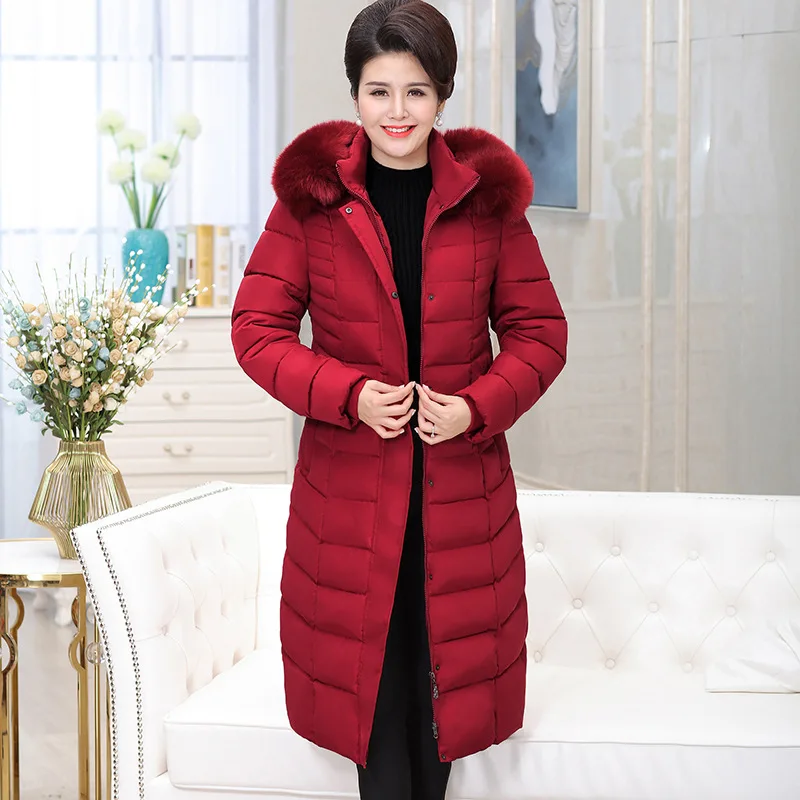 Pus size XL - 6XL faux fur collar hooded parkas coat women zipper single breasted thick warm long jacket 2019 autumn winter | Женская
