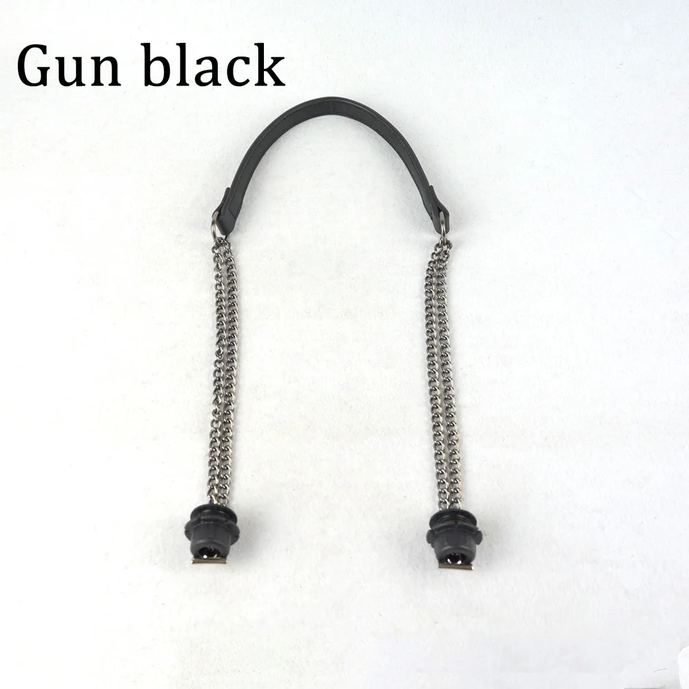 Gun black Новинка, 1 штука, Obag, серебряная, длинная, двойная цепь, OT T OBag, ручки для Obag, EVA O, сумка, женская сумка, сумка через плечо - Цвет: Gun black