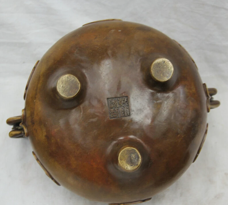 Коллекционный Бронзовый S1959 11 &quotотмеченный китайский Cppper Foo Dog Islam Moslem конфорка