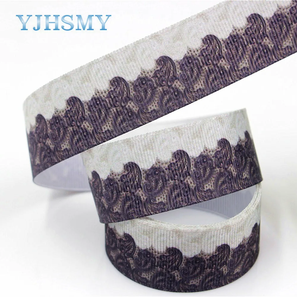Лента с цветочным принтом YJHSMY 1712083 25 мм 10 ярдов|flower ribbon|10 yarddiy handmade |