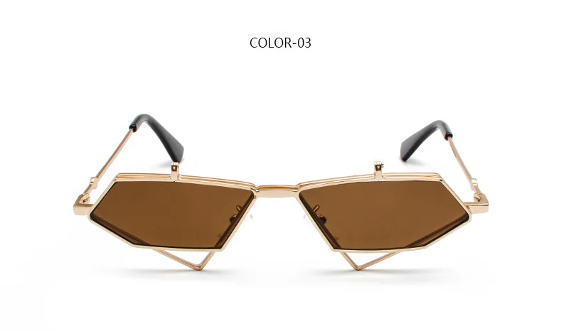 LEIDISEN Flip Up Steampunk Sunglasses Men Women Vintage Metal Frame Triangle Sunglass Female Brand Fashion Glasses UV400 - Цвет линз: 03