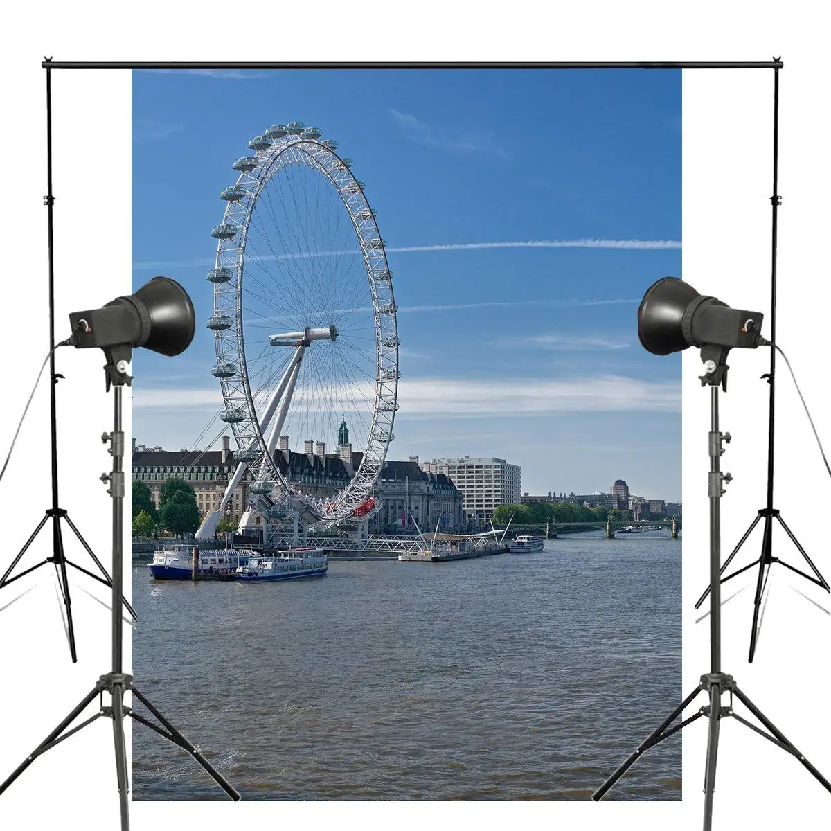 

150x220cm Thames Panorama Photo Background London Eye Backdrop European Photography Studio Background