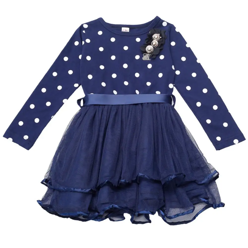 Сетчатые Детские платье принцессы 2018 Новинка весны осенние платья для маленьких