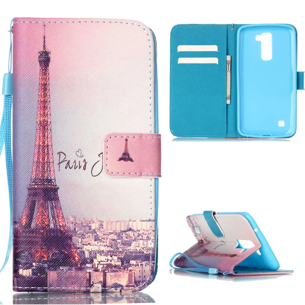 Города Эйфелева башня кожа флип Стенд держатель кошелек сумка чехол для LG K7