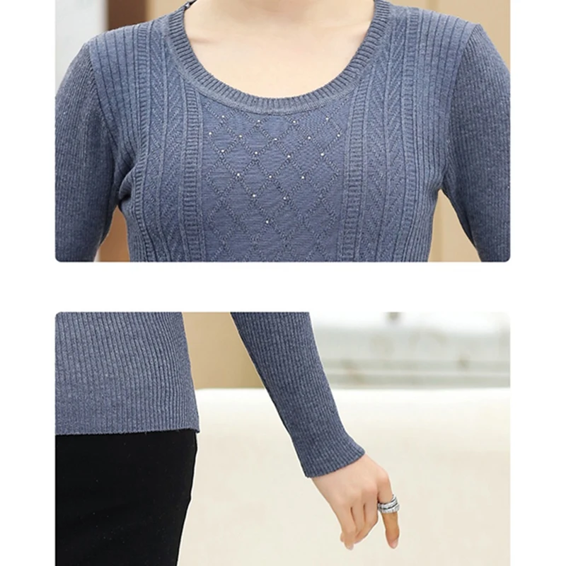 

Mother loaded spring women 2019 new low collar bottoming shirt sweater female middle-aged slim Knitted sweaters casual sweater