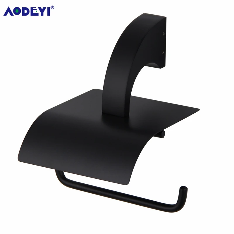 Paper Holder B AODEYI, черные аксессуары для ванной комнаты, крючок для халата, полотенце, барное кольцо, держатель для бумаги, мыльница, держатель для туалетной щетки, набор аксессуаров для ванной - Цвет: Paper Holder B