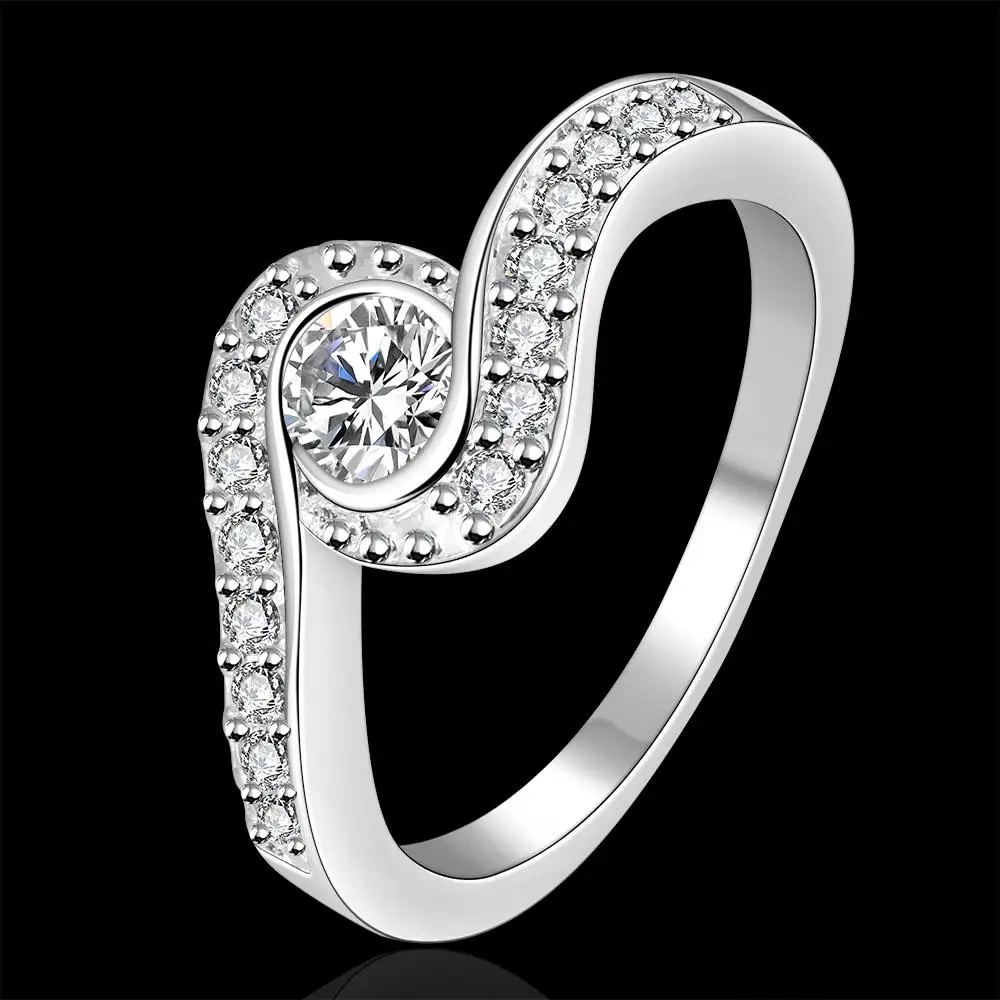 Кольцо с фианитом круглой формы посеребренное фианитом|zircon ring|princess cutring men |