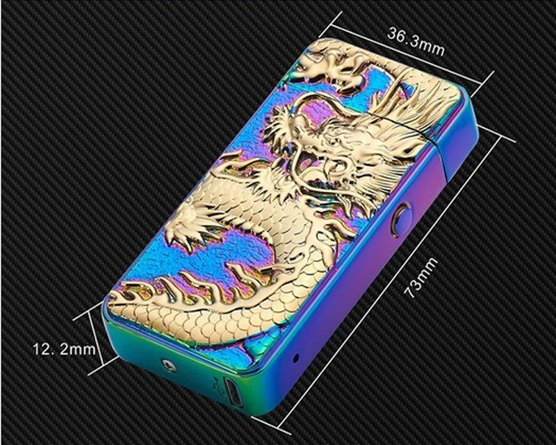 Новинка 2018 рельефная двойная дуговая сигаретная зажигалка с драконом usb зарядка