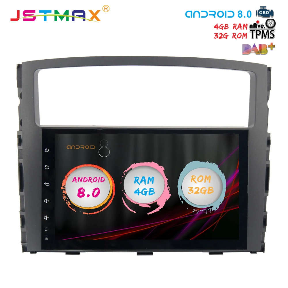 

JSTMAX 9" Android 8.0 Car GPS Player for Mitsubishi Pajero V97 V93 2006-2011 with Octa Core 2GB Ram Auto Radio Multimedia DAB+