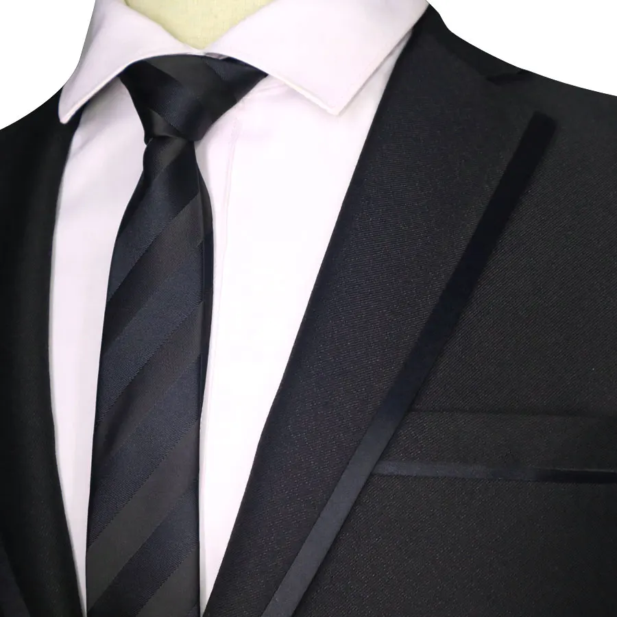 wide stripes Эксклюзивный 5" длинный 5 см мужской обтягивающий галстук черный полиэстер шелковые полосы точки жаккарда Узкий Тонкий галстук мужской галстук Вечерние - Цвет: wide stripes