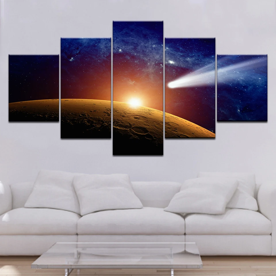 Печать на холсте плакат Гостиная Wall Art 5 шт. абстрактные вид землю с Луны астероид