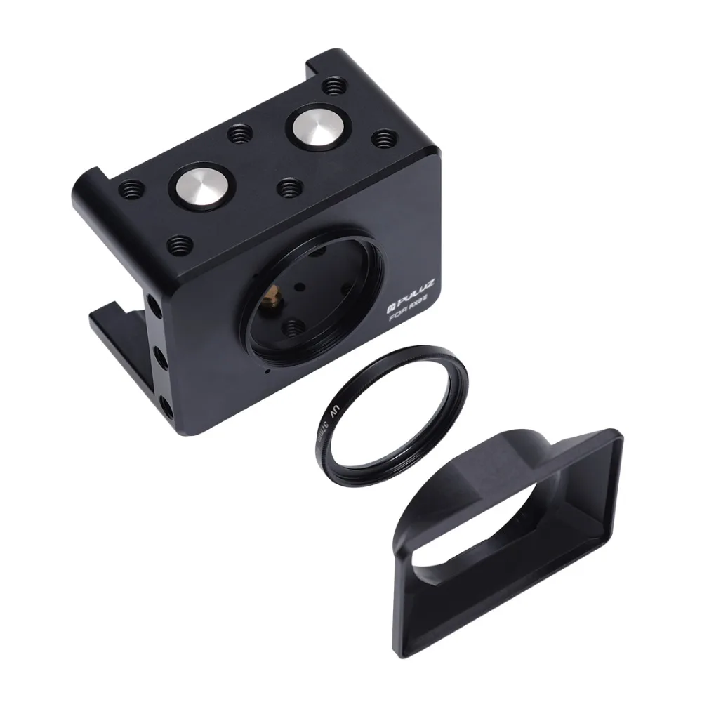 PULUZ Housing Shell CNC Aluminum Alloy Protective Cage &37mm UV Lens&Cold-shoe Base Mount&Screw &Tripod Adapter for Sony RX0 II |