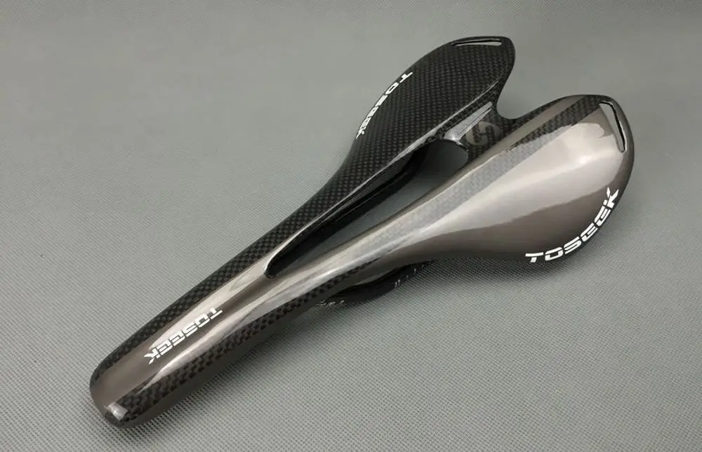 Черный TOSEEK глянцевая 3 К отделка Полный Carbon Fibre Передние сиденья коврик седло велосипеда Запчасти 115 - Цвет: Черный