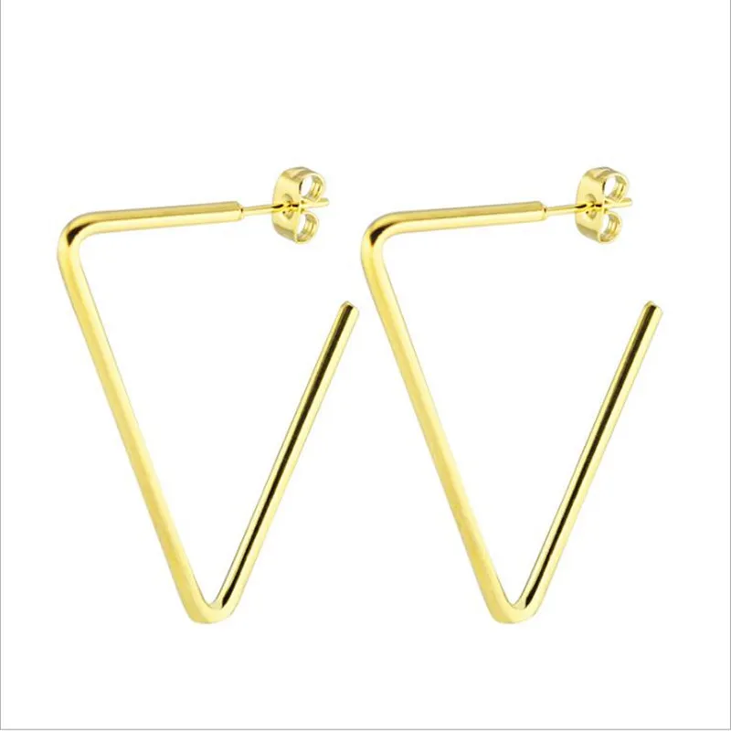 

DE44 Titanium Metal Gold-color Plated Earrings 40mm For Men Korean Rock Style 316l Stainless Steel Earring No Fade Allergy Free