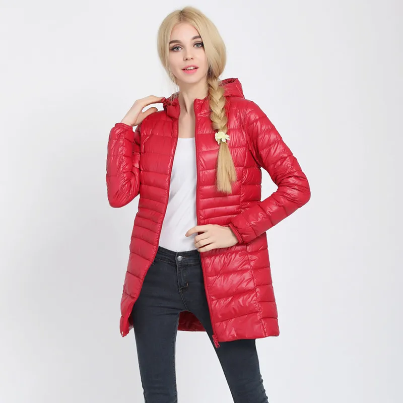 COMLESS, 9 цветов, 4XL-6XL, Женский Повседневный длинный плащ, на молнии, для женщин, весна, осень, с капюшоном, женский модный пуховик, пальто s - Цвет: Red