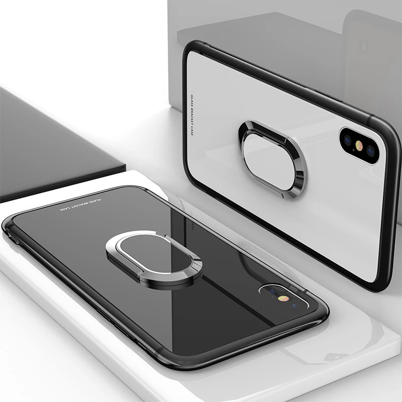 Чехол из закаленного стекла для iPhone 7 8 X 6 6S Plus магнитный автомобильный держатель