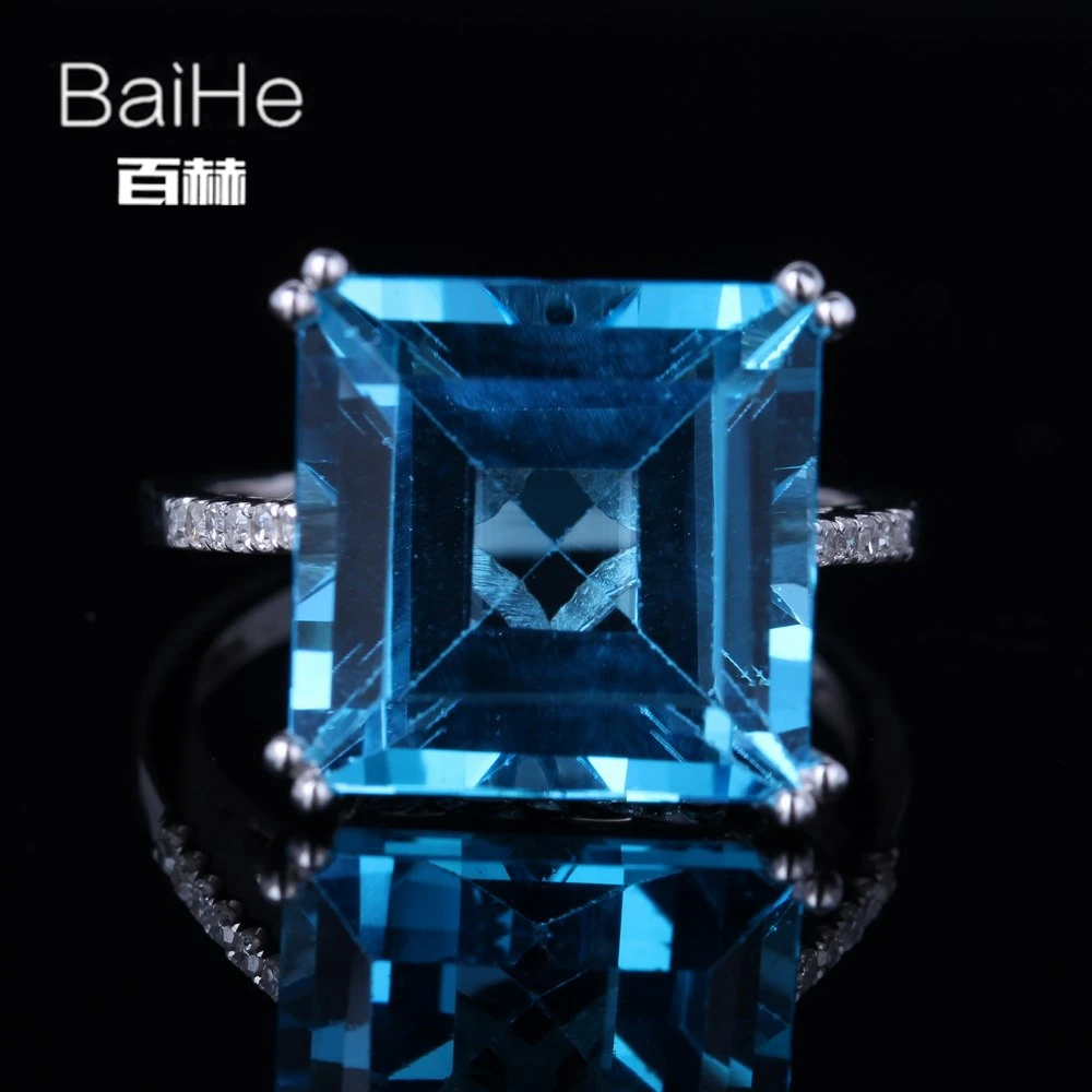Женское кольцо с голубым топазом 14 к 12.82ct H/SI|ring ring|ring womenprincess wedding rings |