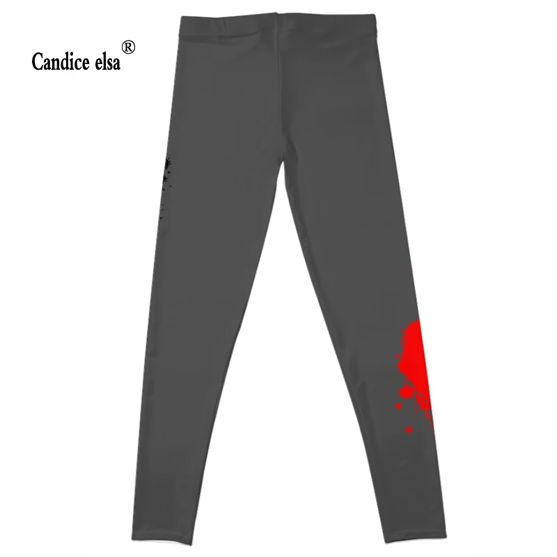 CANDICE ELSA elastic sexy women leggings fashion black bottom geometry printed legins fitness female pants capris plus size | Женская