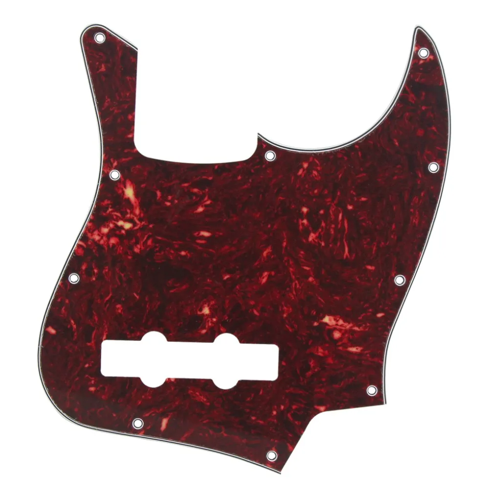 FLEOR standard 10 отверстий 4 струны Jazz JB Bass style Pickguard царапина пластины 4Ply и винты на запчасти для бас-гитары, красная черепаха
