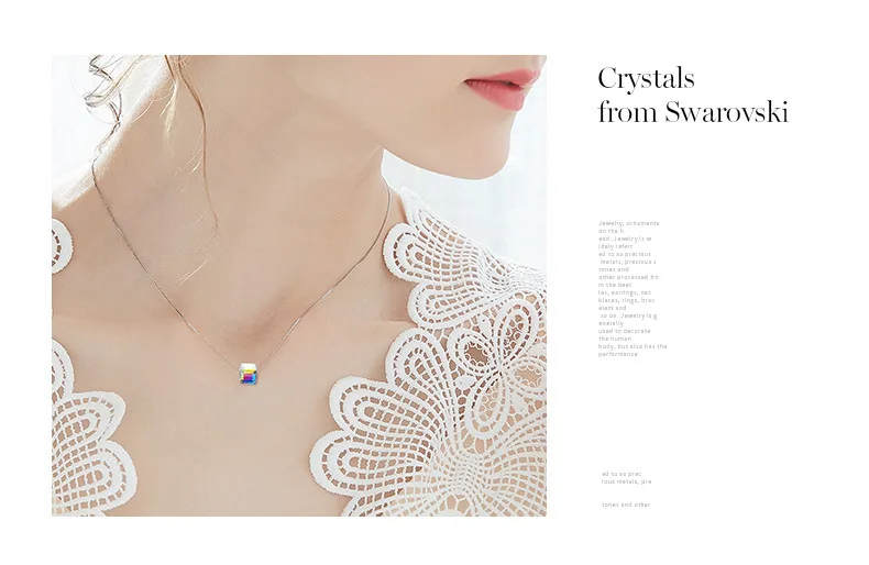 Warme Farben Кристалл от Swarovski ожерелье для женщин 925 Серебряный ювелирный куб кристалл кулон ожерелье модное колье ожерелье s