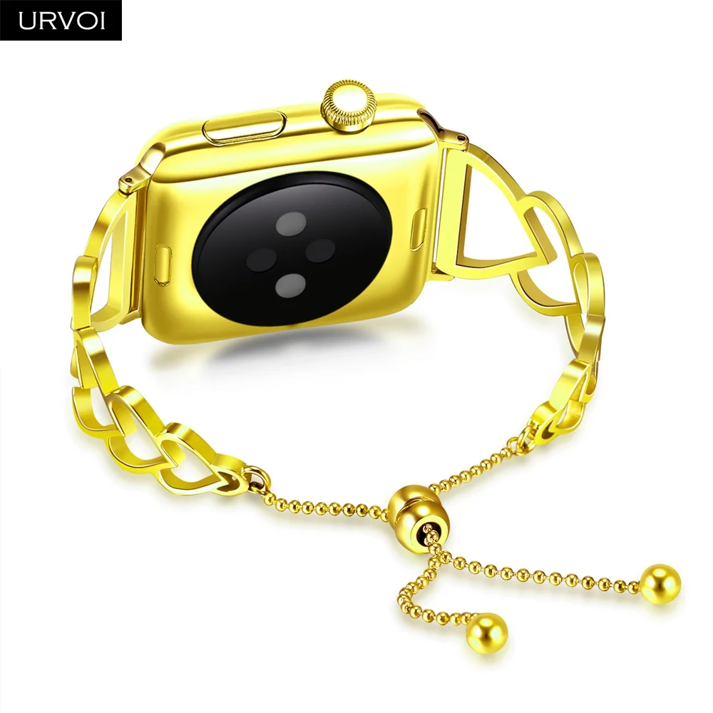 URVOI Love heart braceket для Apple Watch манжета девушек модная цепочка браслет из нержавеющей