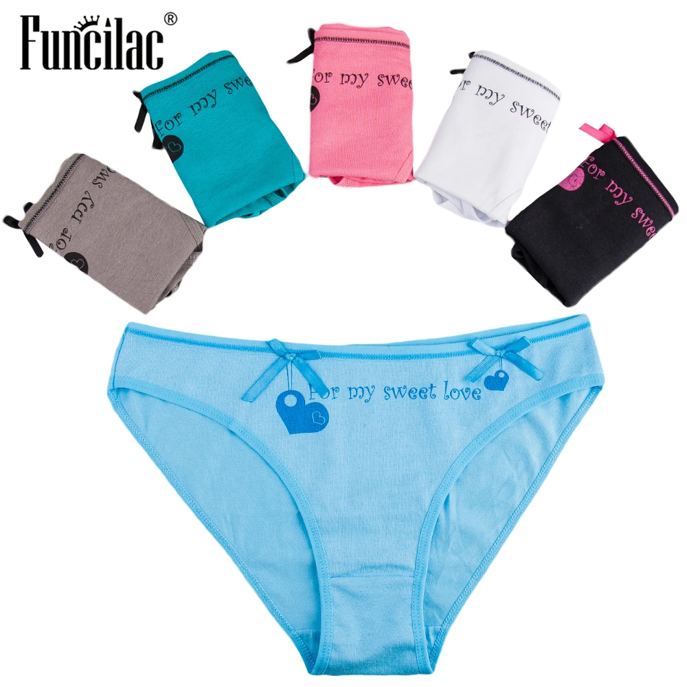 FUNCILAC пикантные Для женщин трусы Kawaii для девочек хлопковые женские бикини печати