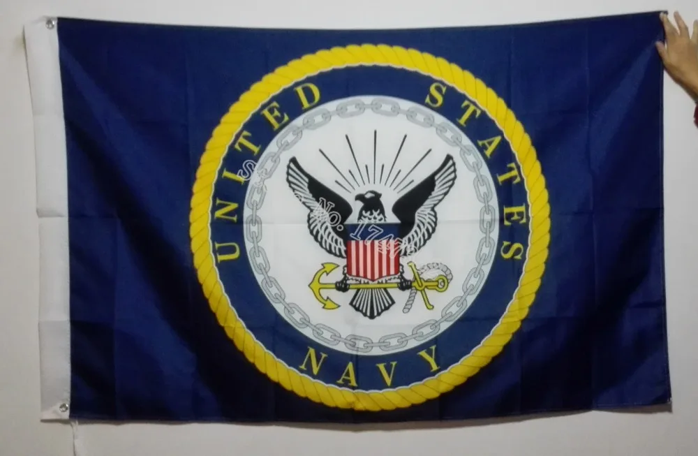

Синий флаг с гербом морского флота США, 3x5 футов, 150x90 см, баннер из латуни с металлическими отверстиями