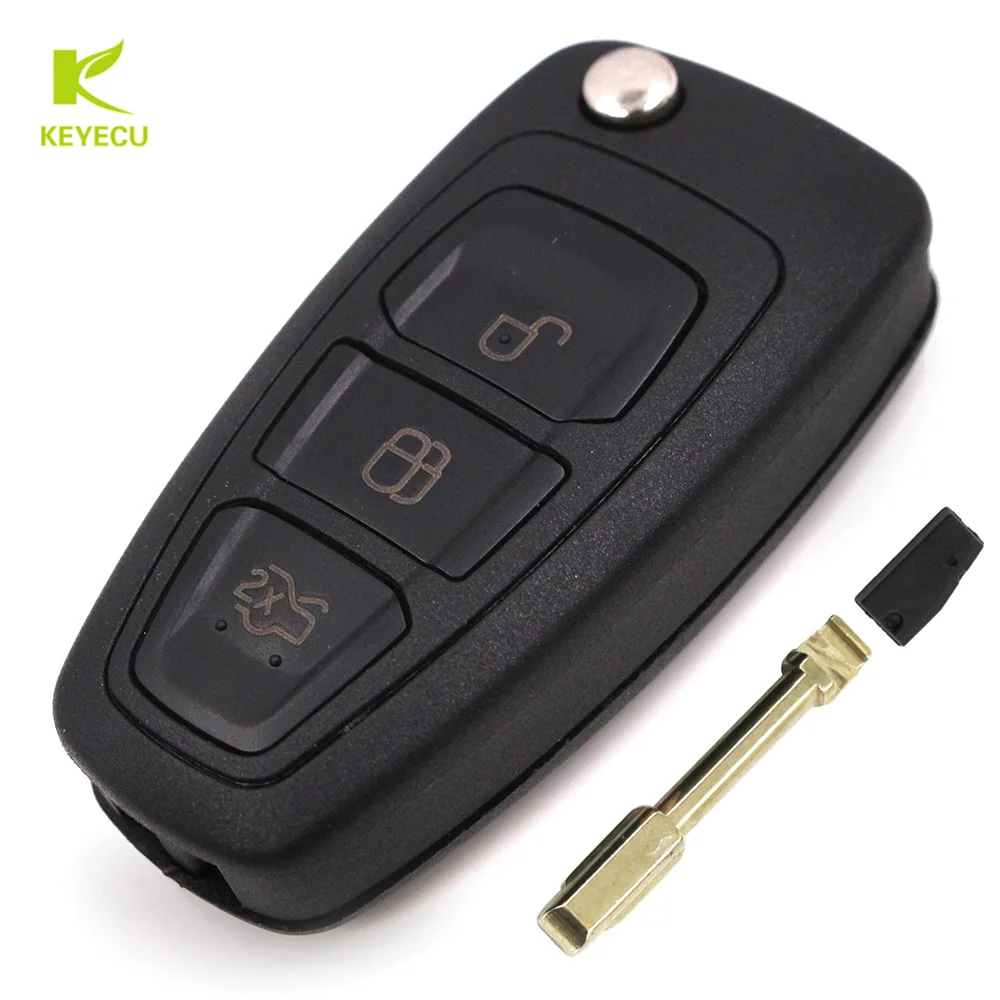 Запасной складной дистанционный ключ KEYECU с 3 кнопками 433 МГц 4D60/4D63 80Bit чип для Ford