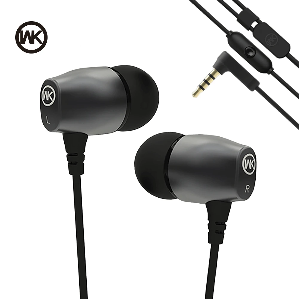 Проводные наушники вкладыши WK Supre Bass металлическая стереогарнитура Hifi с HD