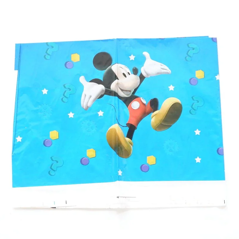 tablecloth 1pcs Микки Минни дети день рождения набор украшения вечерние принадлежности бумажные кружки, тарелки, салфетки баннер/флаг шляпа соломы конфеты/попкорн коробка - Цвет: tablecloth 1pcs