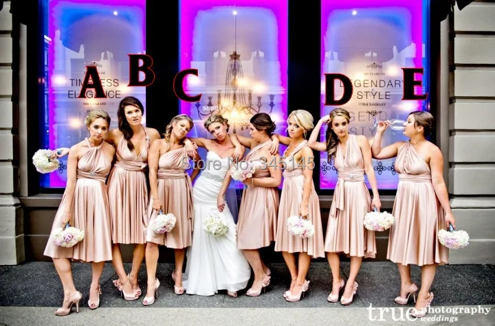 Горячая продажа линии длиной до колена атласное короткое платье подружки