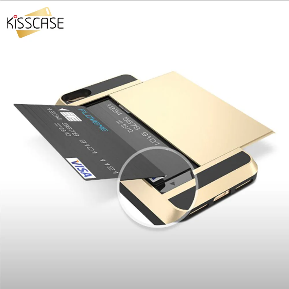 KISSCASE Armor PC Cases For iPhone 6S 6 7 8 Plus XS Max XR Hybrid Card Slot TPU Phone Case 5S 5 SE X Shells Fundas |