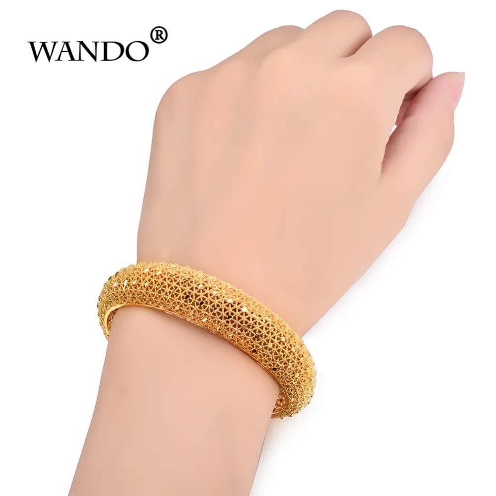 WANDO Newest 2pcs/lot Dubai wedding Jewelry Gold Color Women Bangles For Ethiopian Bracelets Africa Arab b141 | Украшения и