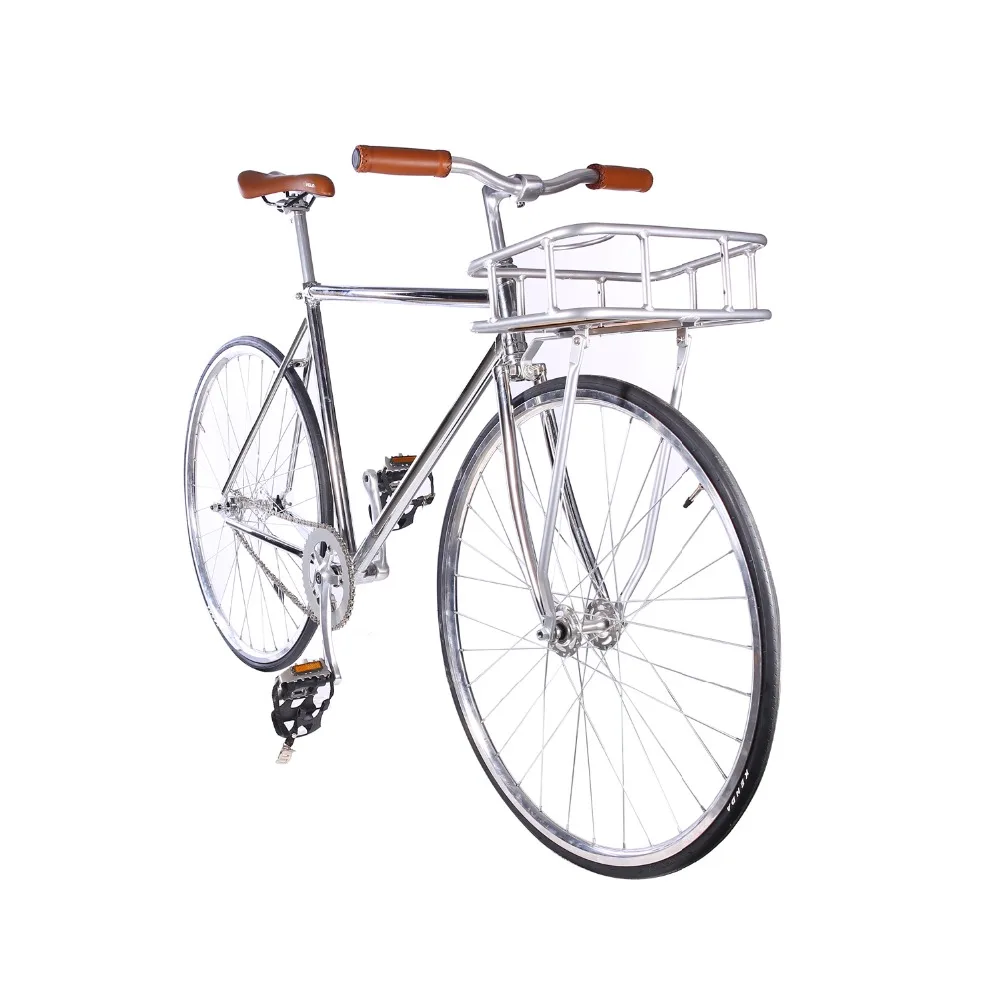 Fixie велосипед с фиксированной передачей велосипедный трек Односкоростной велосипед 700C 52 см винтажная DIY рама ретро стальная рама для велосипеда серебристого цвета