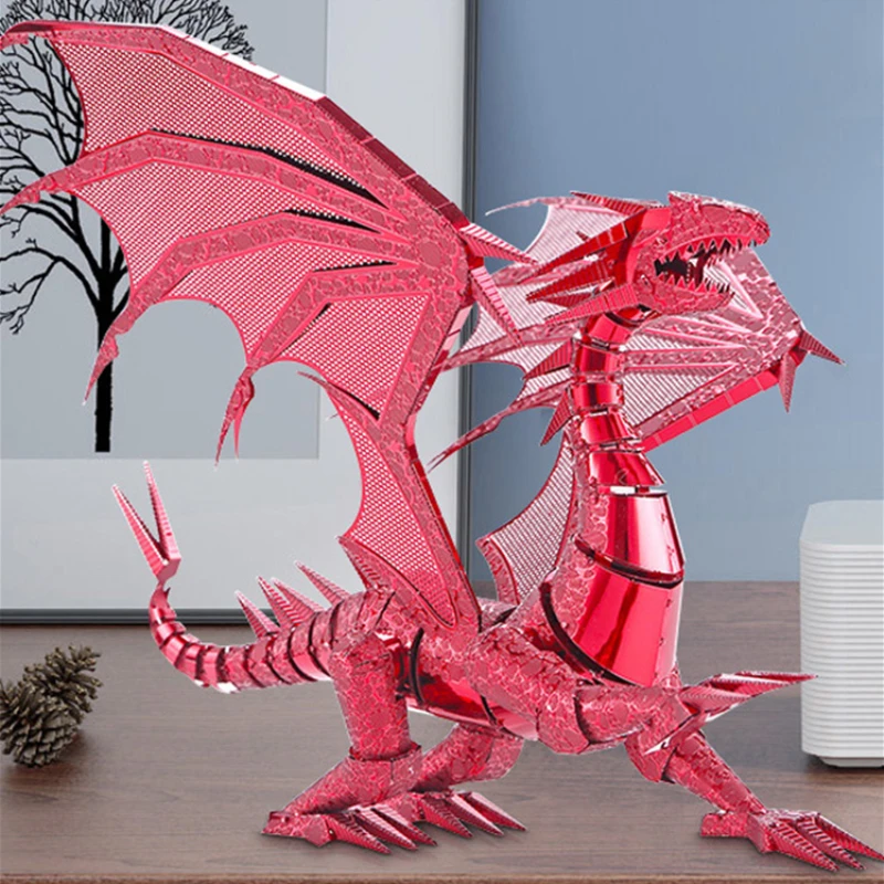 Piececool новейшие 3D металлические Пазлы дракона пламени красного и серебряного