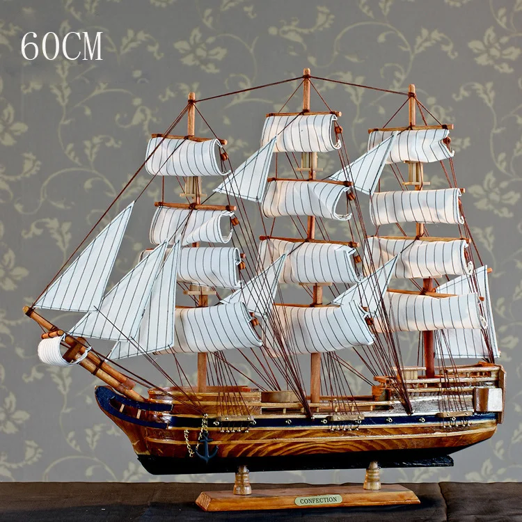 60 см Деревянный Парусный корабль большие поделки ручной работы