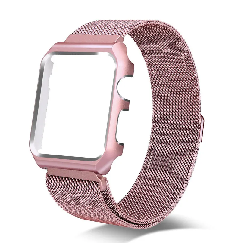 Чехол+ Миланский ремешок для apple watch band apple watch 4 3 5 44 мм 40 мм 3 iwatch 42 мм/38 мм браслет из нержавеющей стали correa