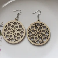 floral cheap handmade wooden earrings for women