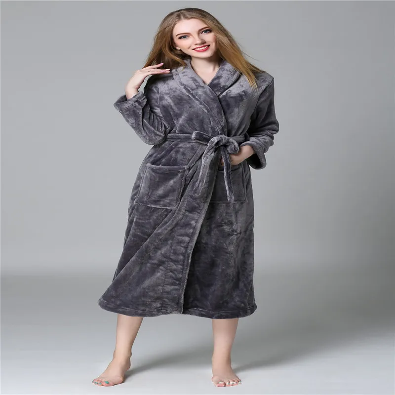 Winter spa XXS size lengthen couples for ladys coral fleece bathrobe Nightgown Pajamas | Женская одежда